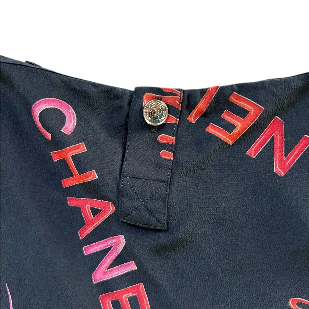 Vintage Chanel Rouge Logo-Print Silk Tank Top - Spring/Summer 1996 Collection